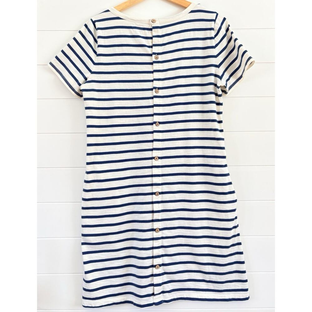 Faherty Merritt T-Shirt Dress Amagansett Stripe Organic Cotton Button Back L - Picture 6 of 16